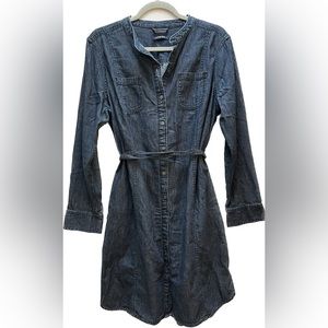 Lands End Denim Shirt Dress with Pockets